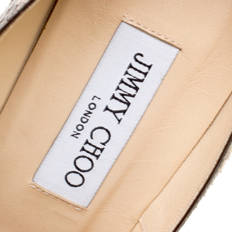 Pre Owned Jimmy Choo Beige Python Abel Pointed Pumps Size 39.5