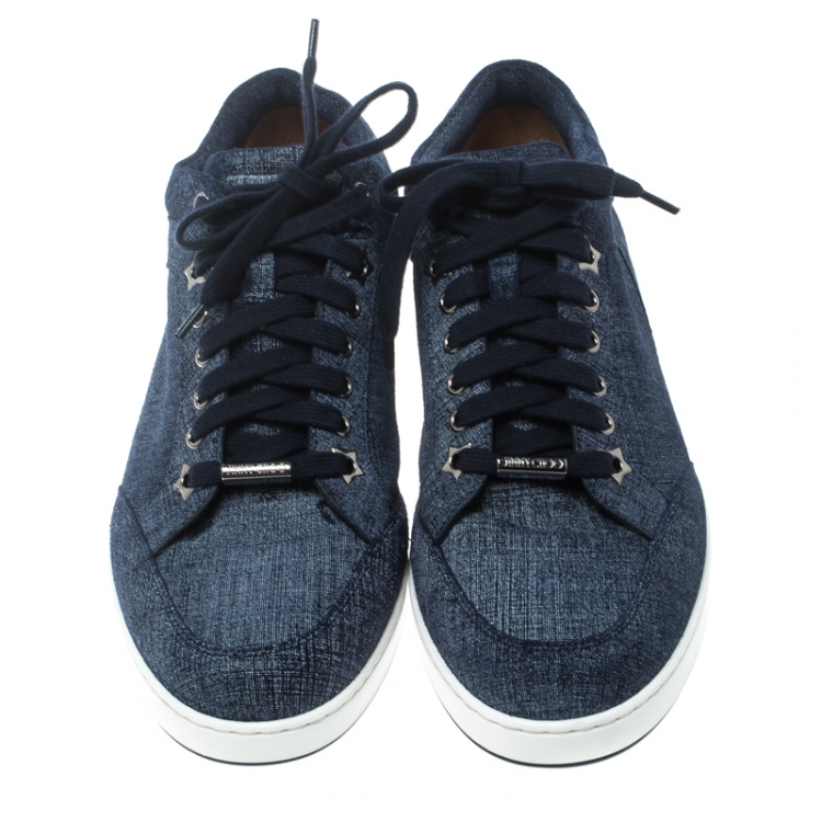 مملوكة مسبقًا Jimmy Choo Blue Denim Texture Suede Miami Sneakers Size 40