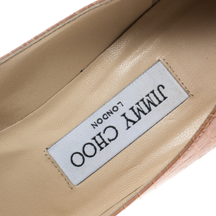Pre Owned Jimmy Choo Blush Pink Elaphe Leather Agnes Pointed Toe Pumps Size 37