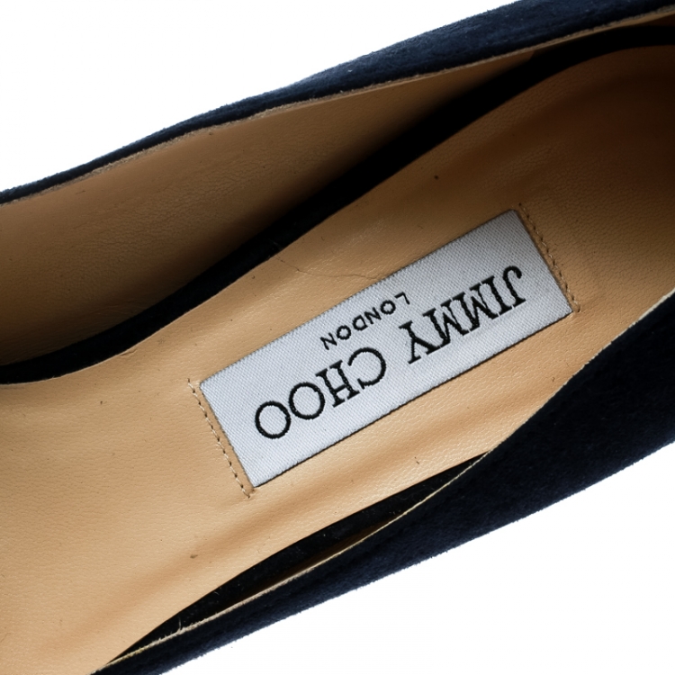 Pre Owned Jimmy Choo Blue Suede Esme Round Toe Pumps Size 40