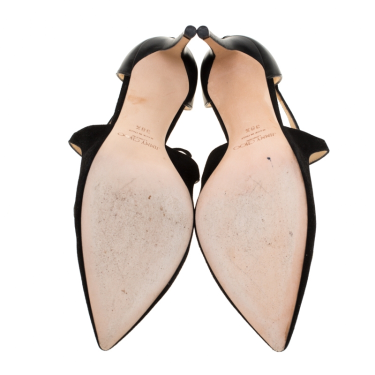 Pre Owned Jimmy Choo Black Suede Vanessa Pointed Toe Cut Out Pumps Size 38.5