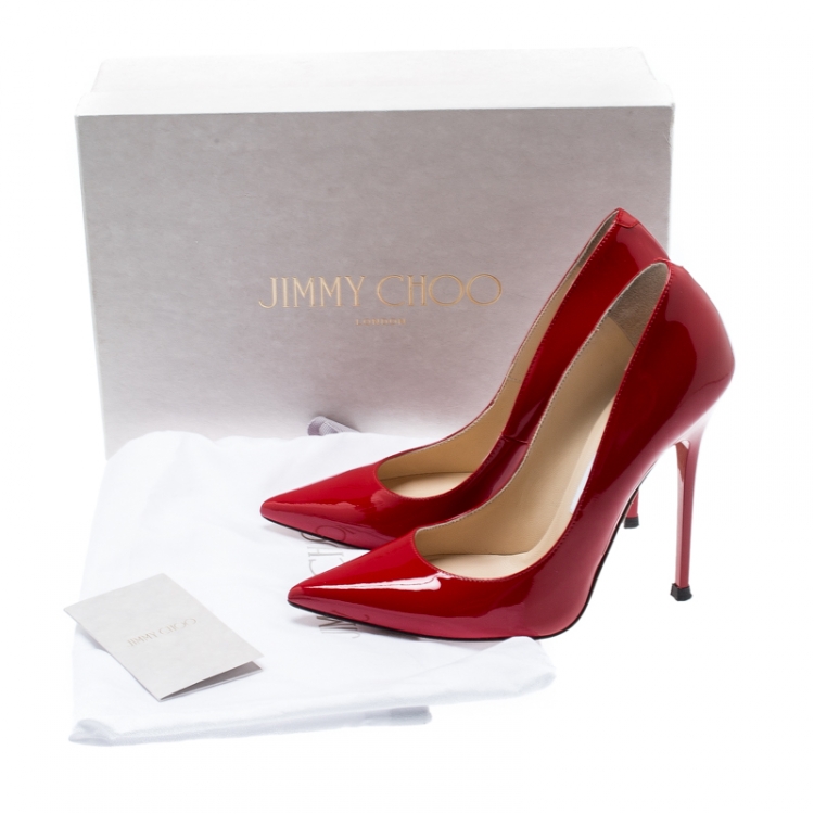 Pre Owned Jimmy Choo Red Patent Leather Anouk Pumps Size 36