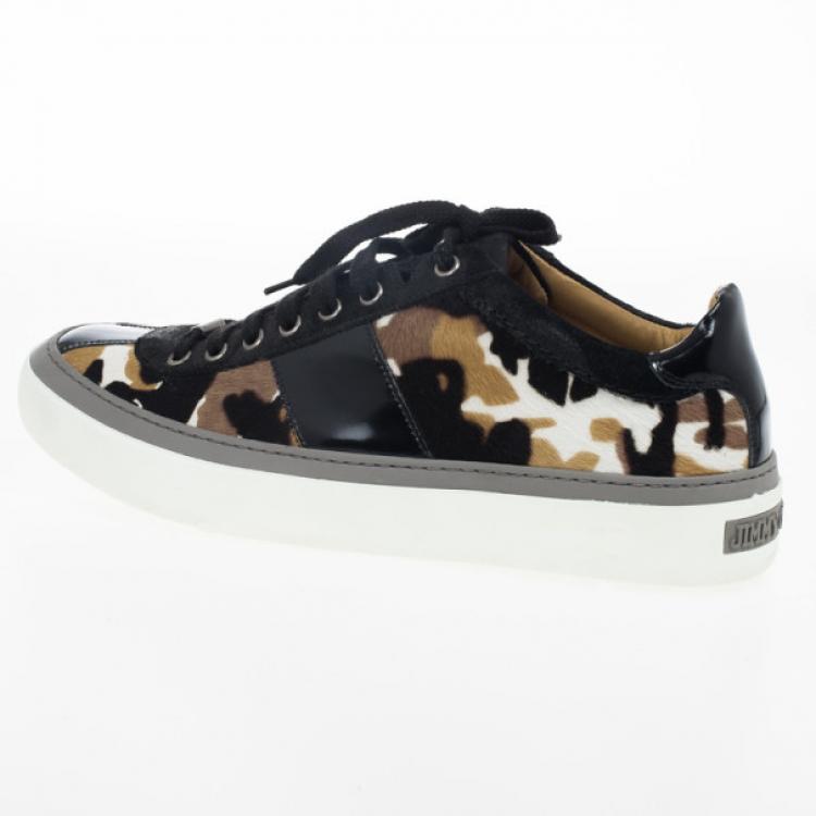 Pre Owned Jimmy Choo Portman Camouflage Pony Hair Sneakers Size 43