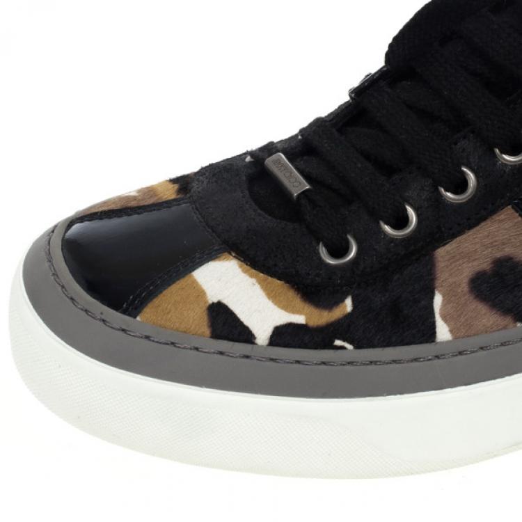 Pre Owned Jimmy Choo Portman Camouflage Pony Hair Sneakers Size 43