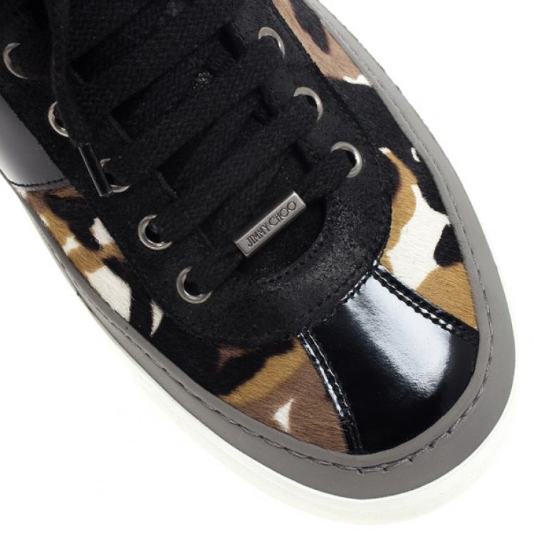 Pre Owned Jimmy Choo Portman Camouflage Pony Hair Sneakers Size 43