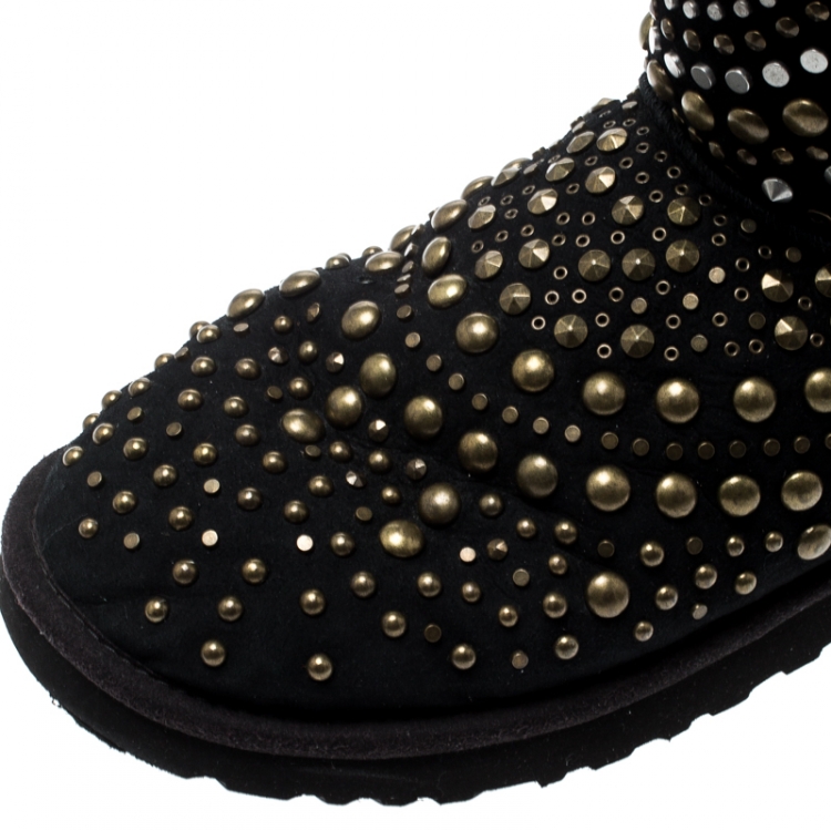 Pre Owned Jimmy Choo x Uggs Black Studded Suede Mandah Boots Size 40
