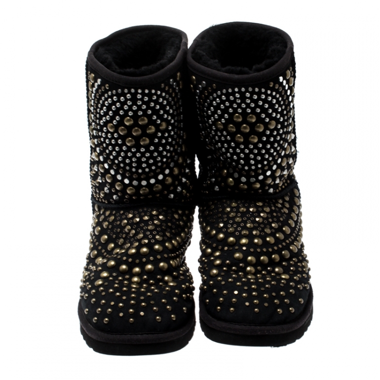 Pre Owned Jimmy Choo x Uggs Black Studded Suede Mandah Boots Size 40