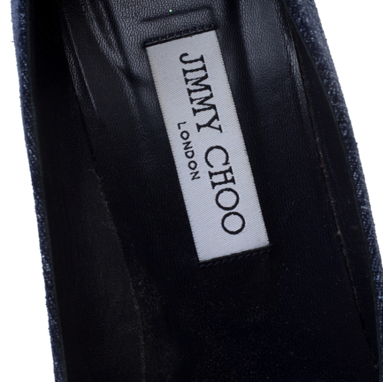 Pre Owned Jimmy Choo Blue Denim Laria Block Heels Pumps Size 40
