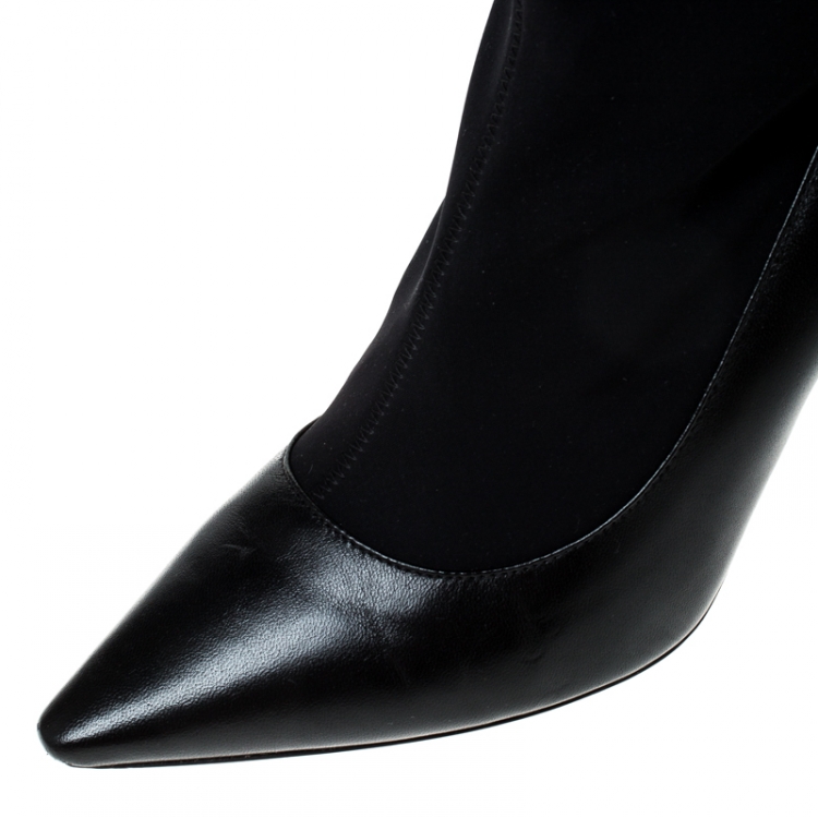 Pre Owned Jimmy Choo Black Leather Brandon Sock Pumps Size 38