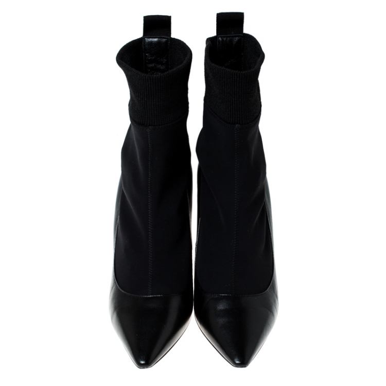 Pre Owned Jimmy Choo Black Leather Brandon Sock Pumps Size 38