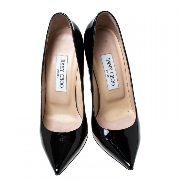 Pre Owned Jimmy Choo Black Patent Leather Anouk Pumps Size 37
