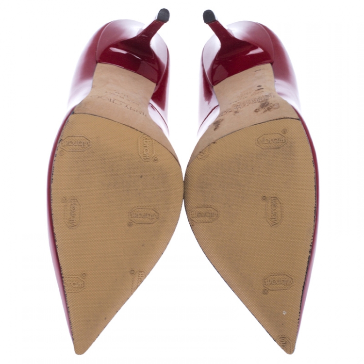 Pre Owned Jimmy Choo Red Patent Leather Anouk Pointed Toe Pumps Size 35.5