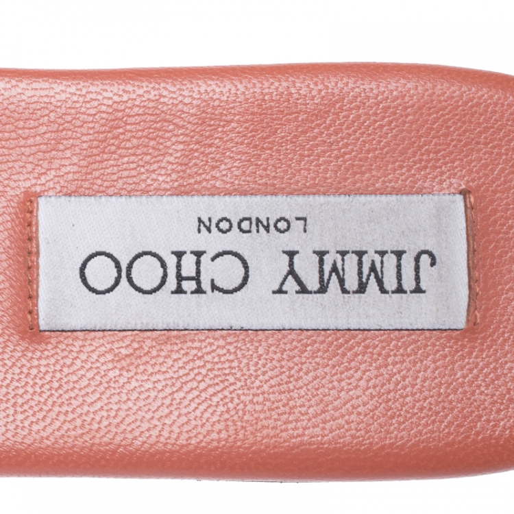 Pre Owned Jimmy Choo Dark Orange Croc Embossed Leather Nanda Flat Slides Size 39