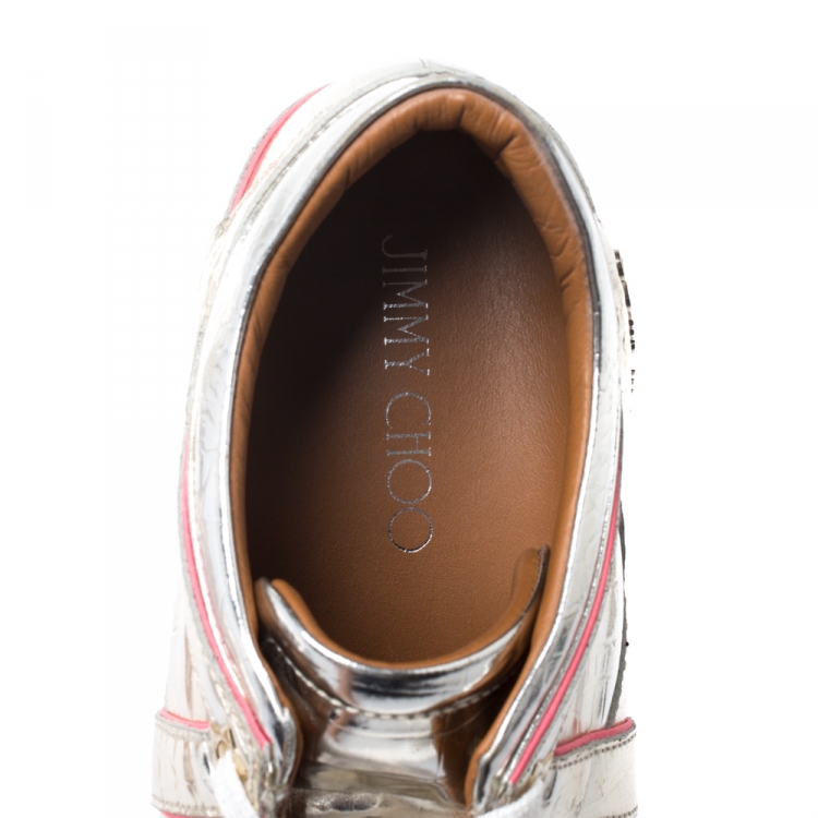 Pre Owned Jimmy Choo Metallic Gold Foil Leather London Sneakers Size 40
