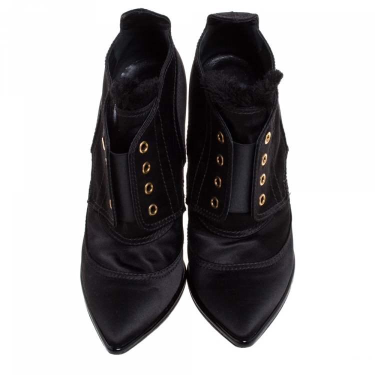 Pre Owned Jimmy Choo Black Satin Mitsu Pointed Toe Boots Size 40