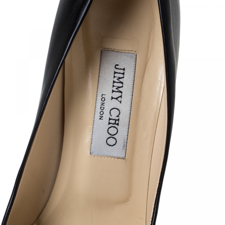 Pre Owned Jimmy Choo Black Leather Pointed Toe Pumps Size 39