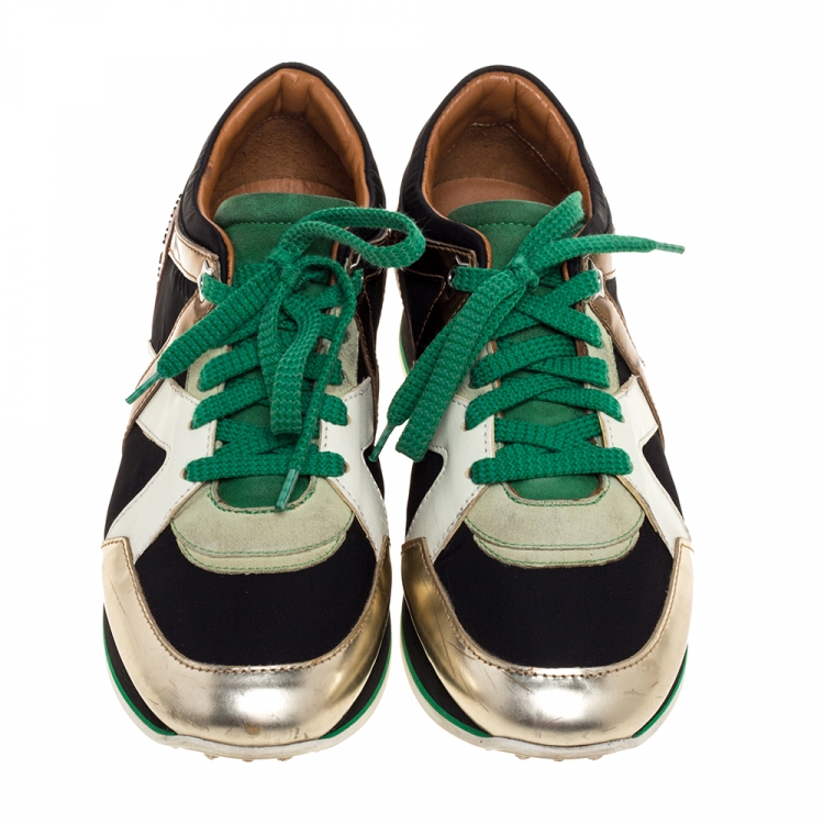 مملوكة مسبقًا Jimmy Choo Multicolor Leather, Suede and Fabric London Sneakers Size 37