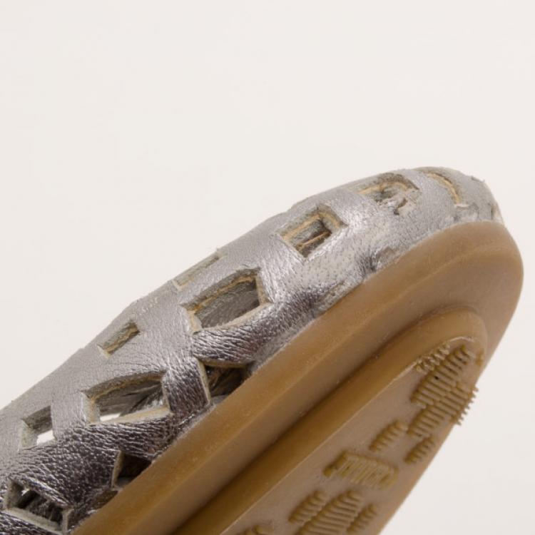 Pre Owned Jimmy Choo Metallic 'Wells' Confetti Cutout Flats Size 37.5