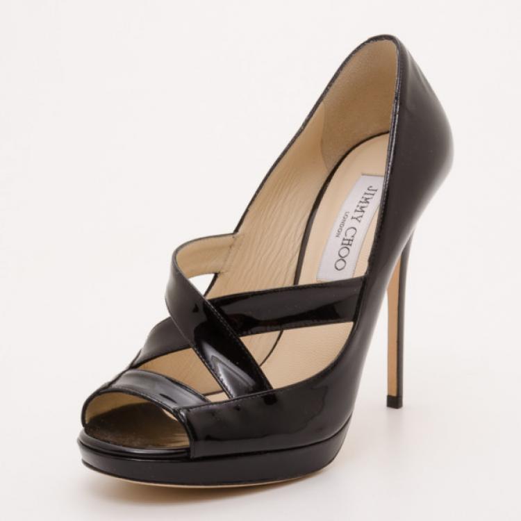 Jimmy Choo Black Patent Leather Gesture Platform Pumps Size 37.5 Jimmy ...