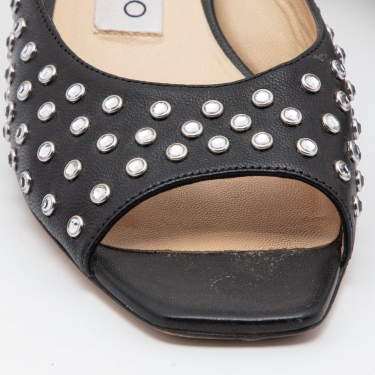 Pre Owned Jimmy Choo Black Leather Mule  Sandals Size 36