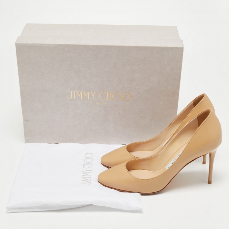 Pre Owned Jimmy Choo Beige Leather Gilbert Pumps Size 35