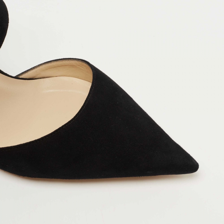 Pre Owned Jimmy Choo Black Suede Pointed Toe Mules Size 37.5