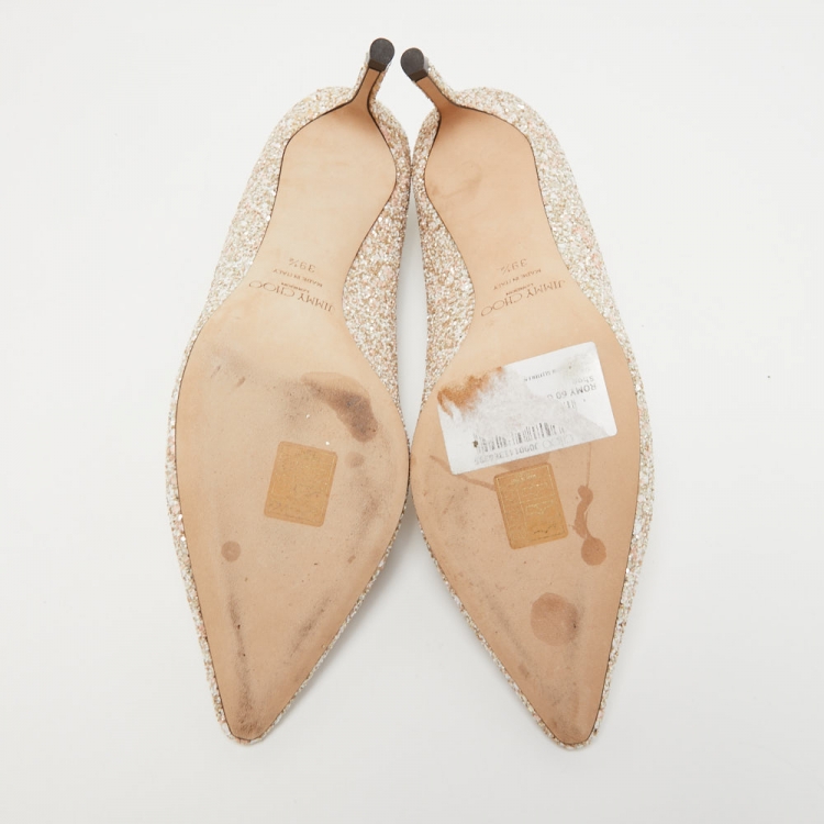 مملوكة مسبقًا Jimmy Choo Metallic Coarse Glitter Romy Pumps Size 39.5