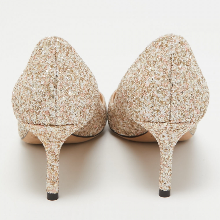 مملوكة مسبقًا Jimmy Choo Metallic Coarse Glitter Romy Pumps Size 39.5
