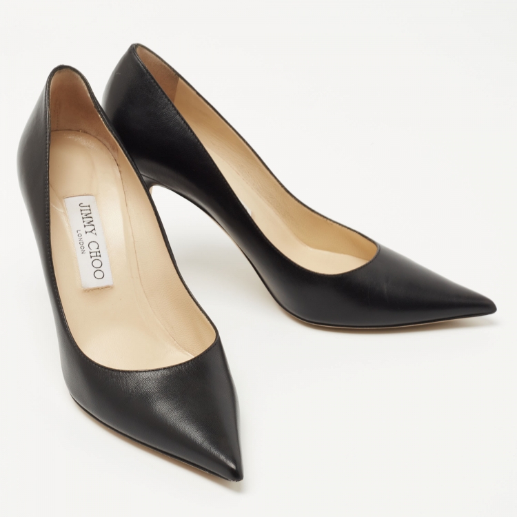 Pre Owned Jimmy Choo Black Leather Love Pumps Size 37