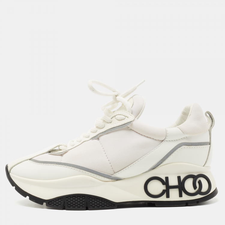 Jimmy Choo White Leather and Neoprene Raine Sneakers Size 37 Jimmy Choo |  The Luxury Closet