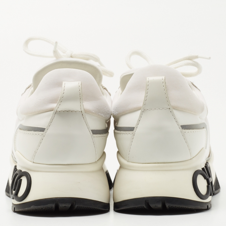 Pre Owned Jimmy Choo White Leather and Neoprene Raine Sneakers Size 37