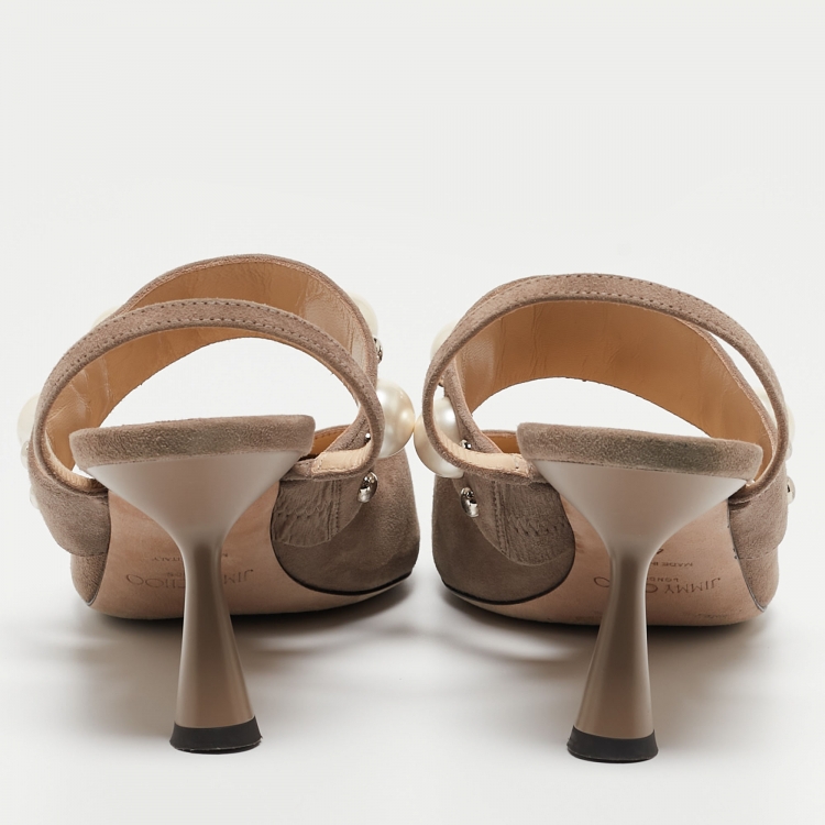 مملوكة مسبقًا Jimmy Choo Etoupe Grey Suede Breslin Slingback Pumps Size 40