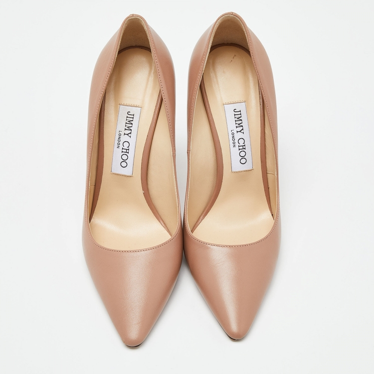Pre Owned Jimmy Choo Old Rose Pink Leather Romy Pumps Size 37.5