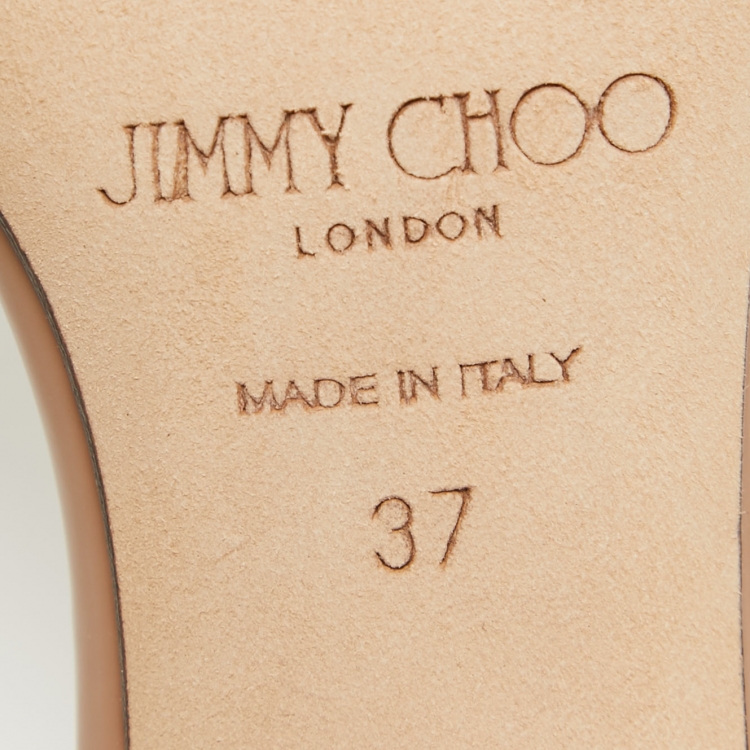Pre Owned Jimmy Choo Beige Leather Stacey Slide Sandals Size 37