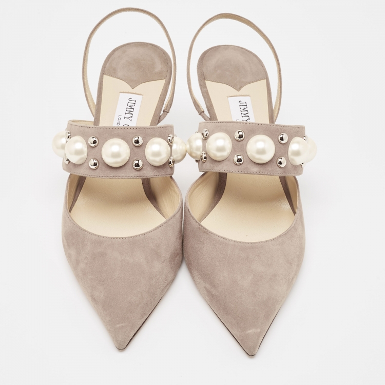 Pre Owned Jimmy Choo Beige Suede Slingback Pointed Toe Slingback Pumps Size 41 