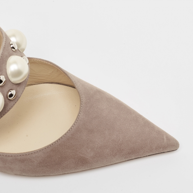 Pre Owned Jimmy Choo Beige Suede Slingback Pointed Toe Slingback Pumps Size 41 