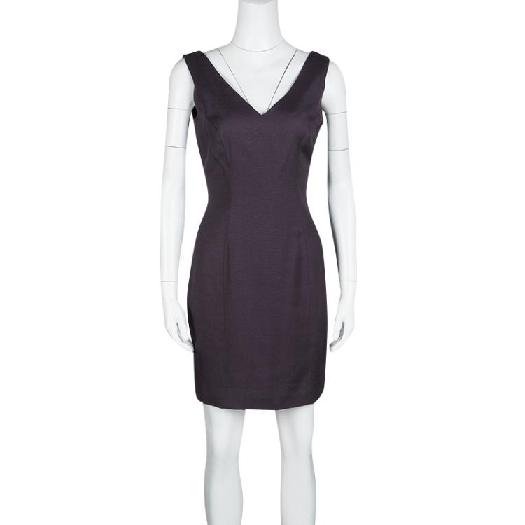 Pre Owned John Galliano Vintage Purple Linen Sleeveless Dress M