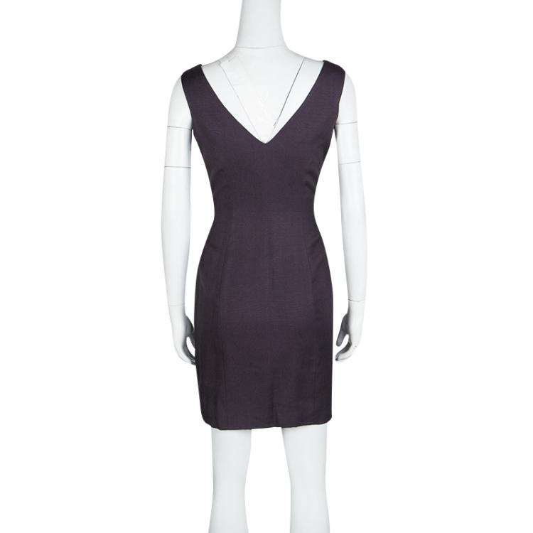 Pre Owned John Galliano Vintage Purple Linen Sleeveless Dress M