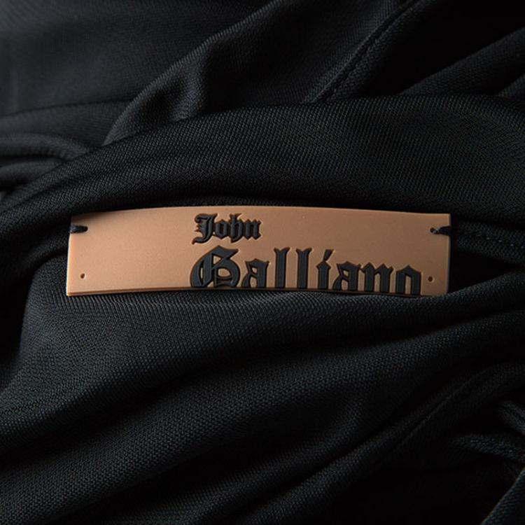 مملوكة مسبقًا John Galliano Black Knit Loop Neck Detail Draped Sleeveless Maxi Dress M