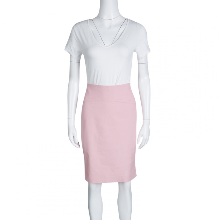 Pre Owned John Galliano Dull Pink Cotton Pencil Skirt L