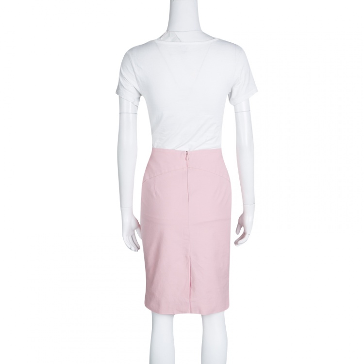 Pre Owned John Galliano Dull Pink Cotton Pencil Skirt L