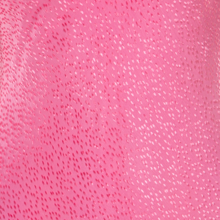 Pre Owned John Galliano Pink Textured Draped High Low Maxi Dress L