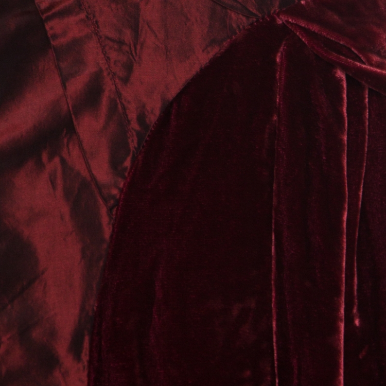 Pre Owned John Galliano Burgundy Velvet Trim Sleeveless Evening Gown M