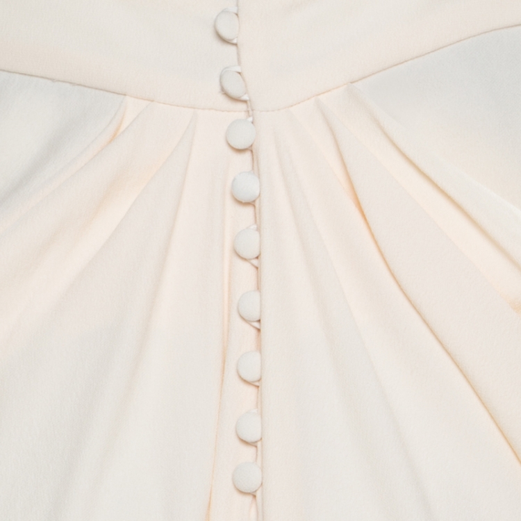 Pre Owned John Galliano Cream Draped Crepe Maxi High Low Skirt L