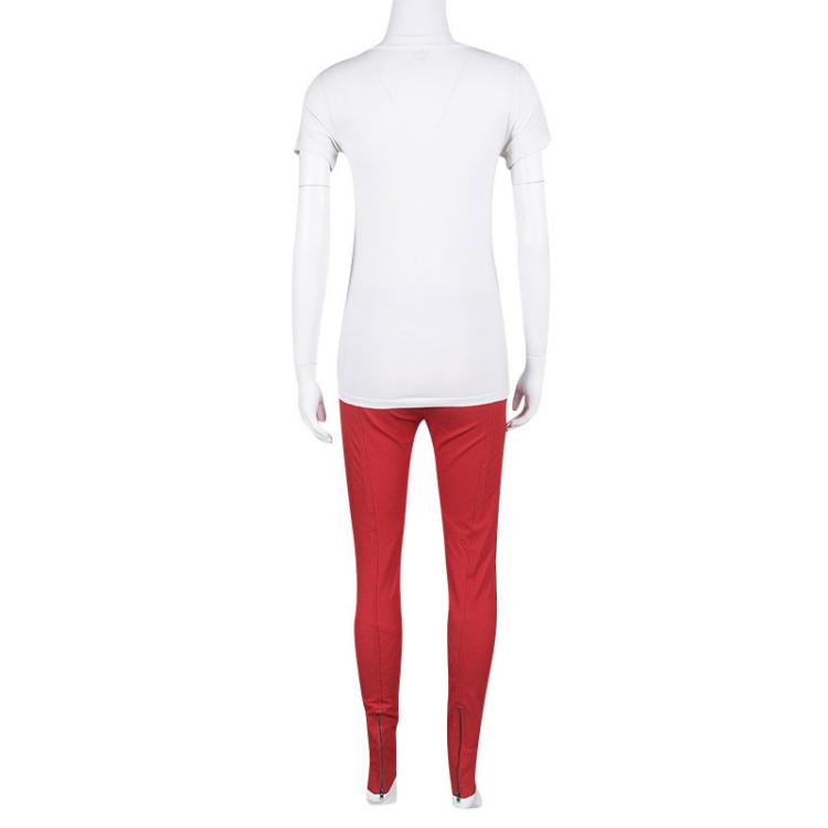 Pre Owned Joseph Red Stretch Gabardine Diamond Top Stitch Detail  Jeggings S