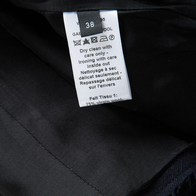 Pre Owned Joseph Navy Blue Gabardine Wool Frayed Trim Detail Bazz Blazer M
