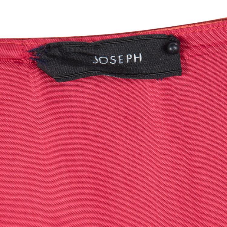 Pre Owned Joseph Red Silk Satin Ruffle Detail Sleeveless Bamako Dress L