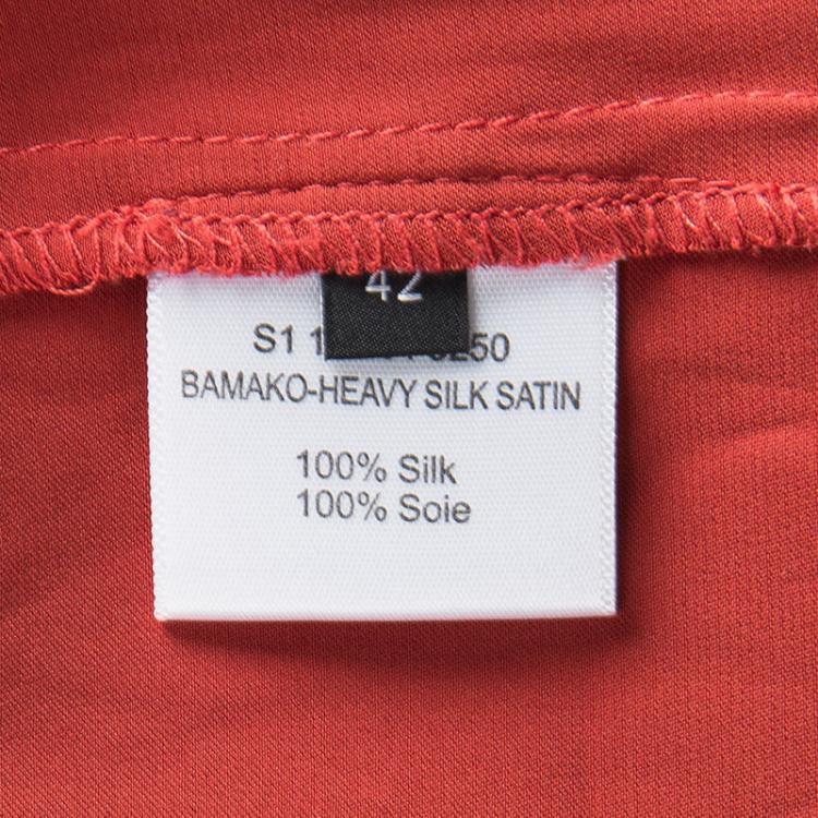 Pre Owned Joseph Red Silk Satin Ruffle Detail Sleeveless Bamako Dress L