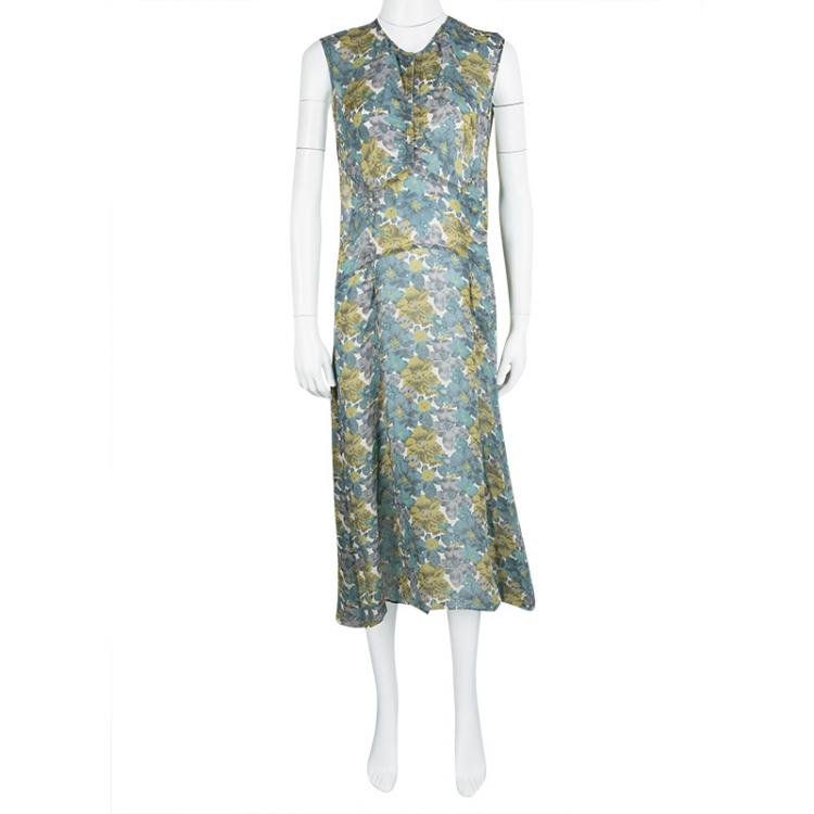 Pre Owned Joseph Watercolor Floral Printed Silk Sleeveless Battersea Dress M