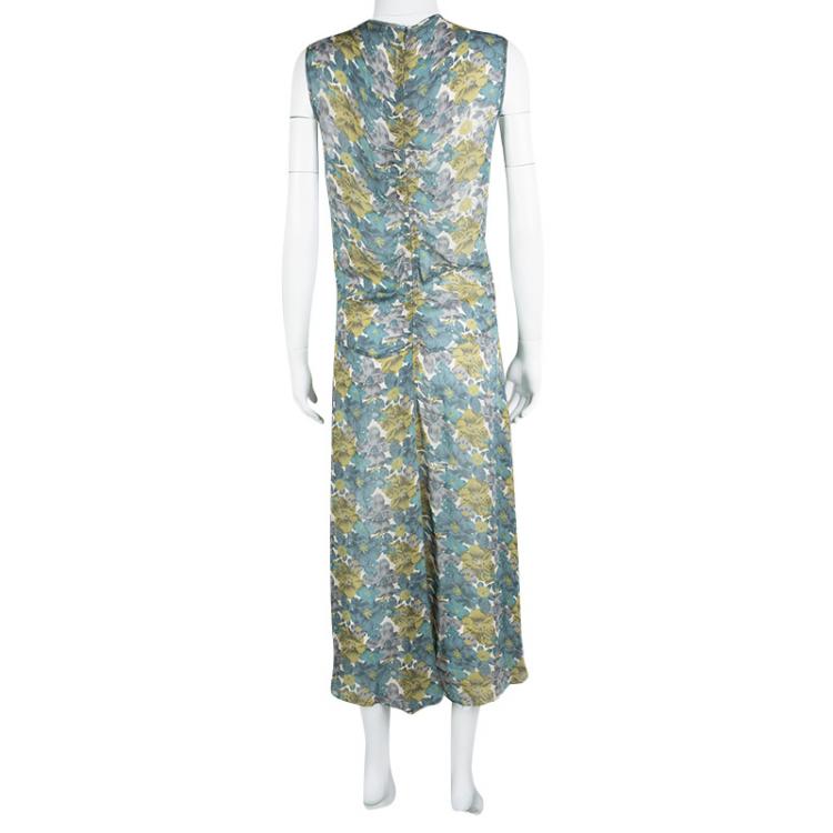 Pre Owned Joseph Watercolor Floral Printed Silk Sleeveless Battersea Dress M